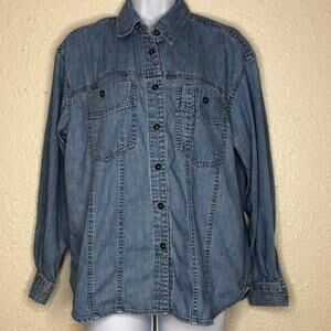 Lizwear vintage women’s chambray long sleeve small button up shirt
